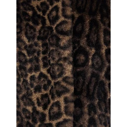 Brown Leopard Print Faux Fur Coat for Women
