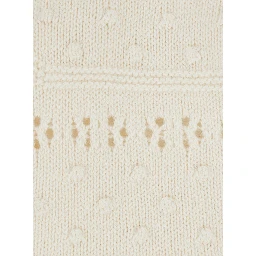 Luce White Crewneck with Perforated Design in Wool for Women