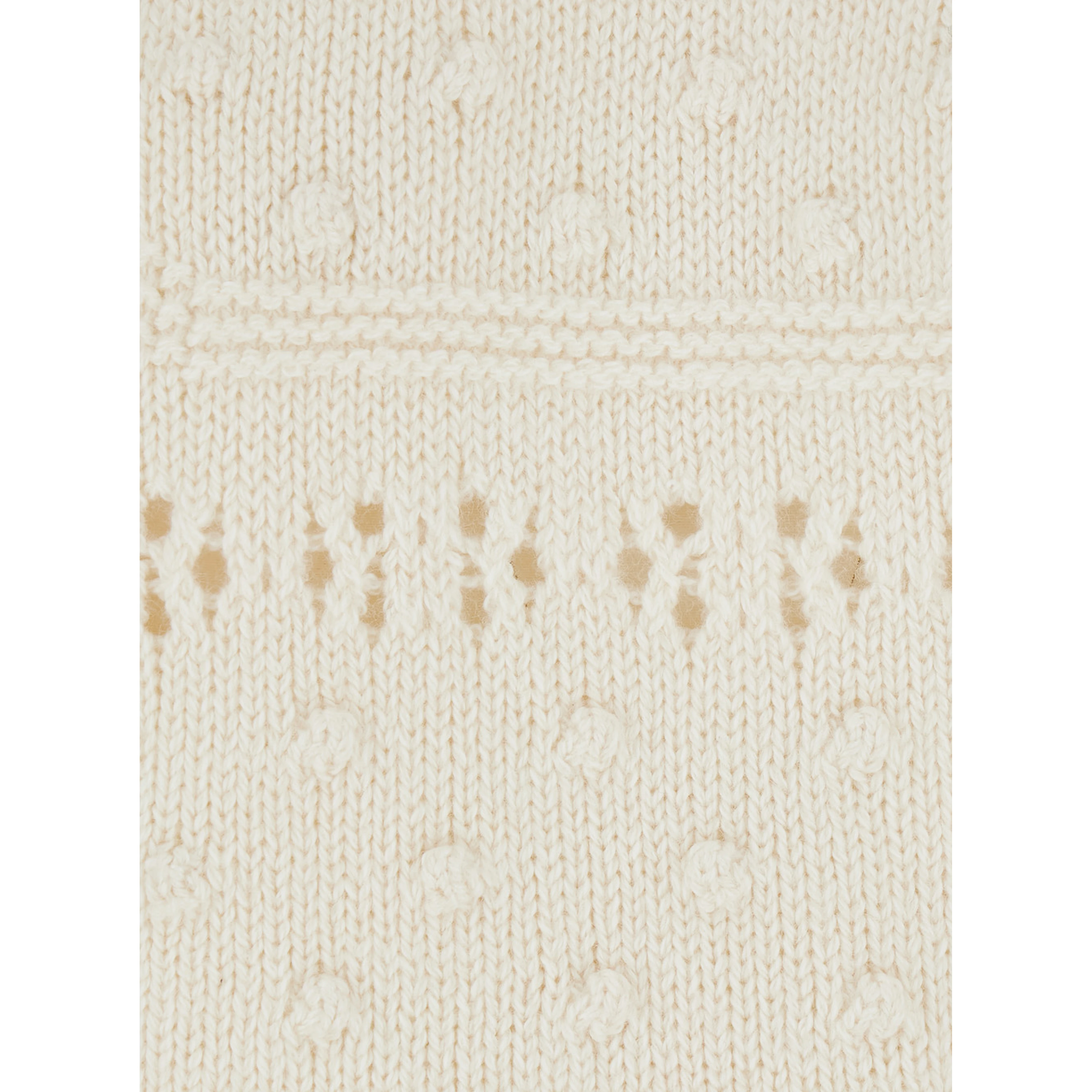 Luce White Crewneck with Perforated Design in Wool for Women