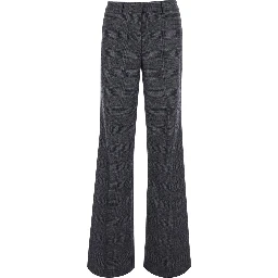 Grey Pants with check motif all-over in fabric for women