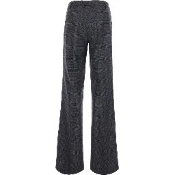 Grey Pants with check motif all-over in fabric for women