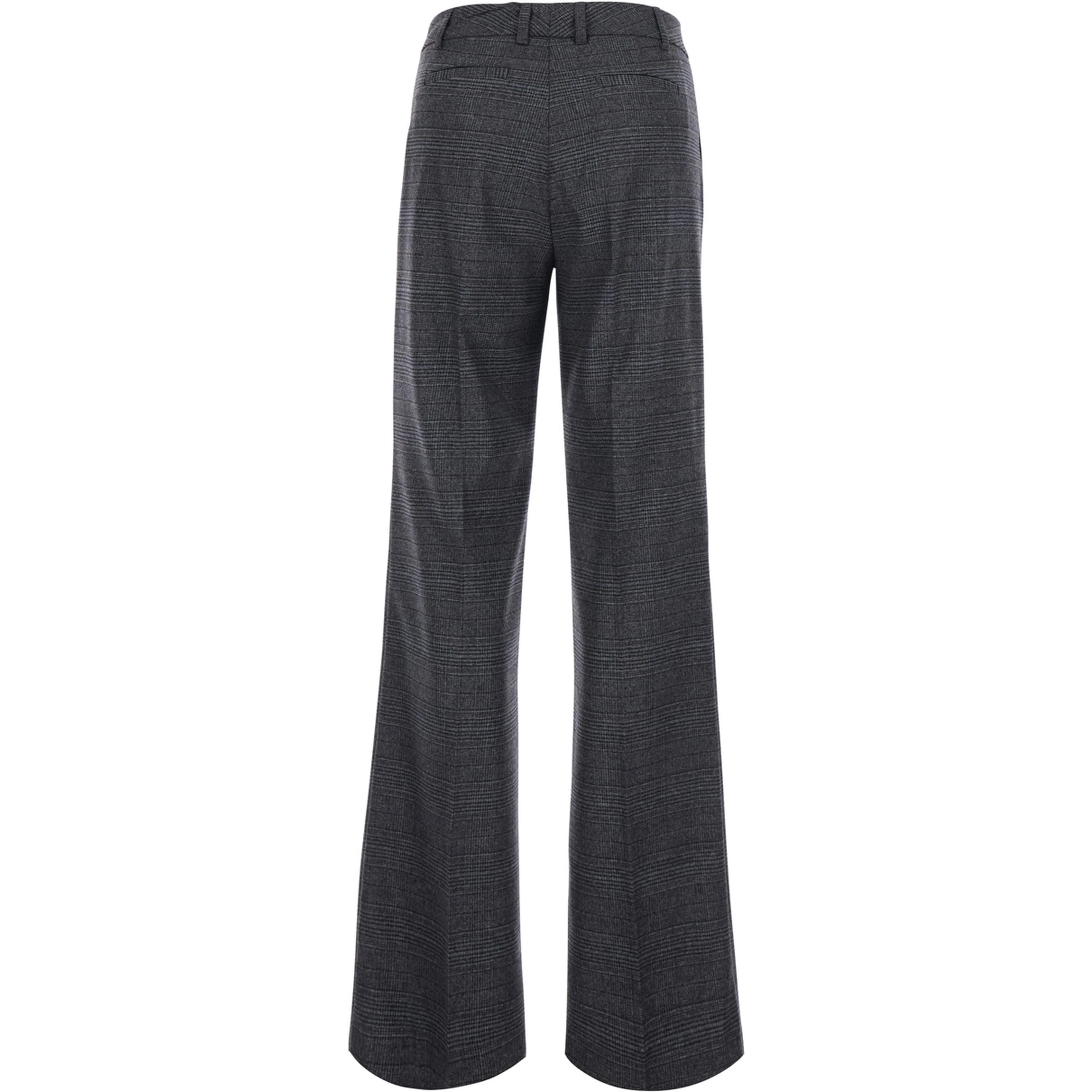 Grey Pants with check motif all-over in fabric for women