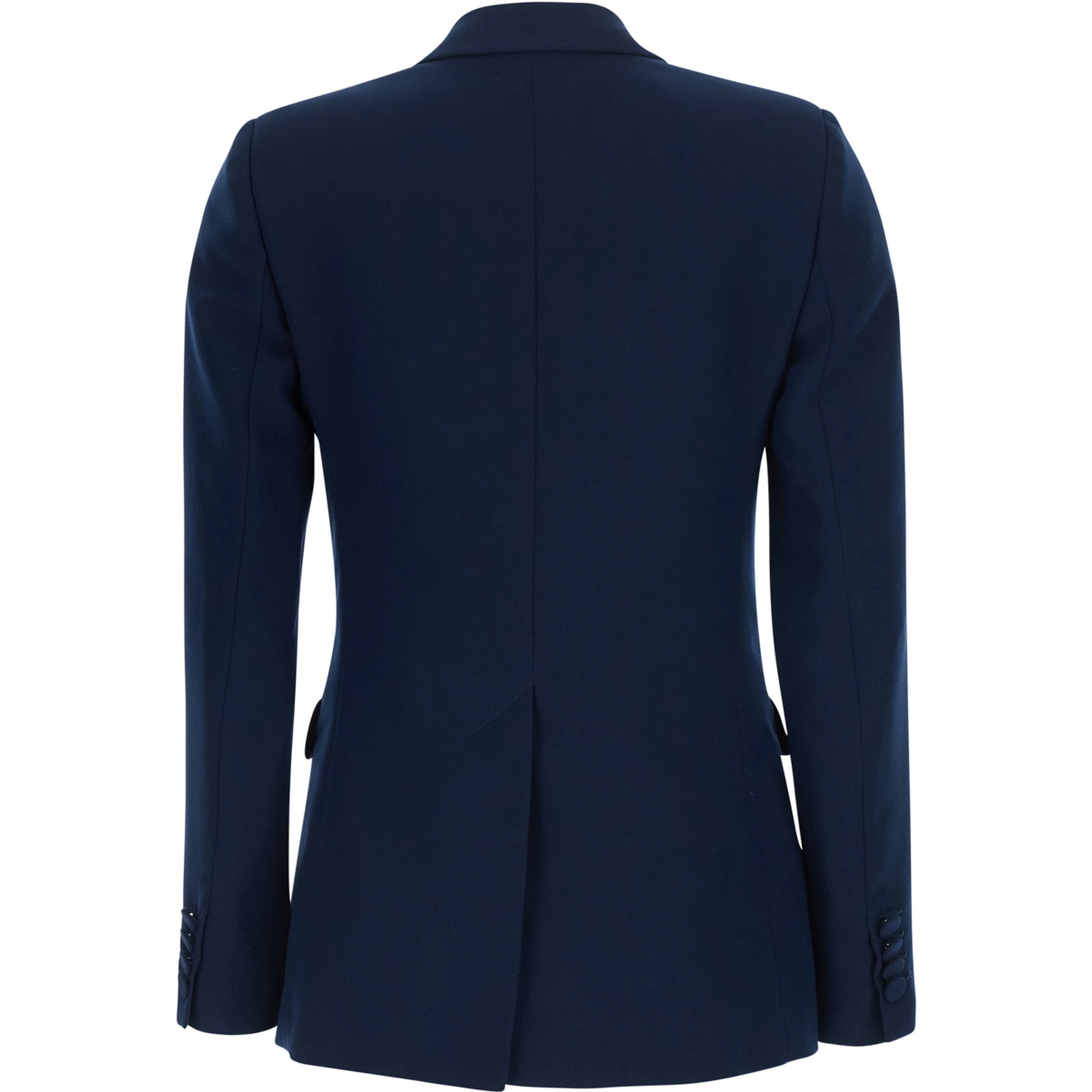 Blue Double-breasted Jacket with Peak Revers in Fabric for Women