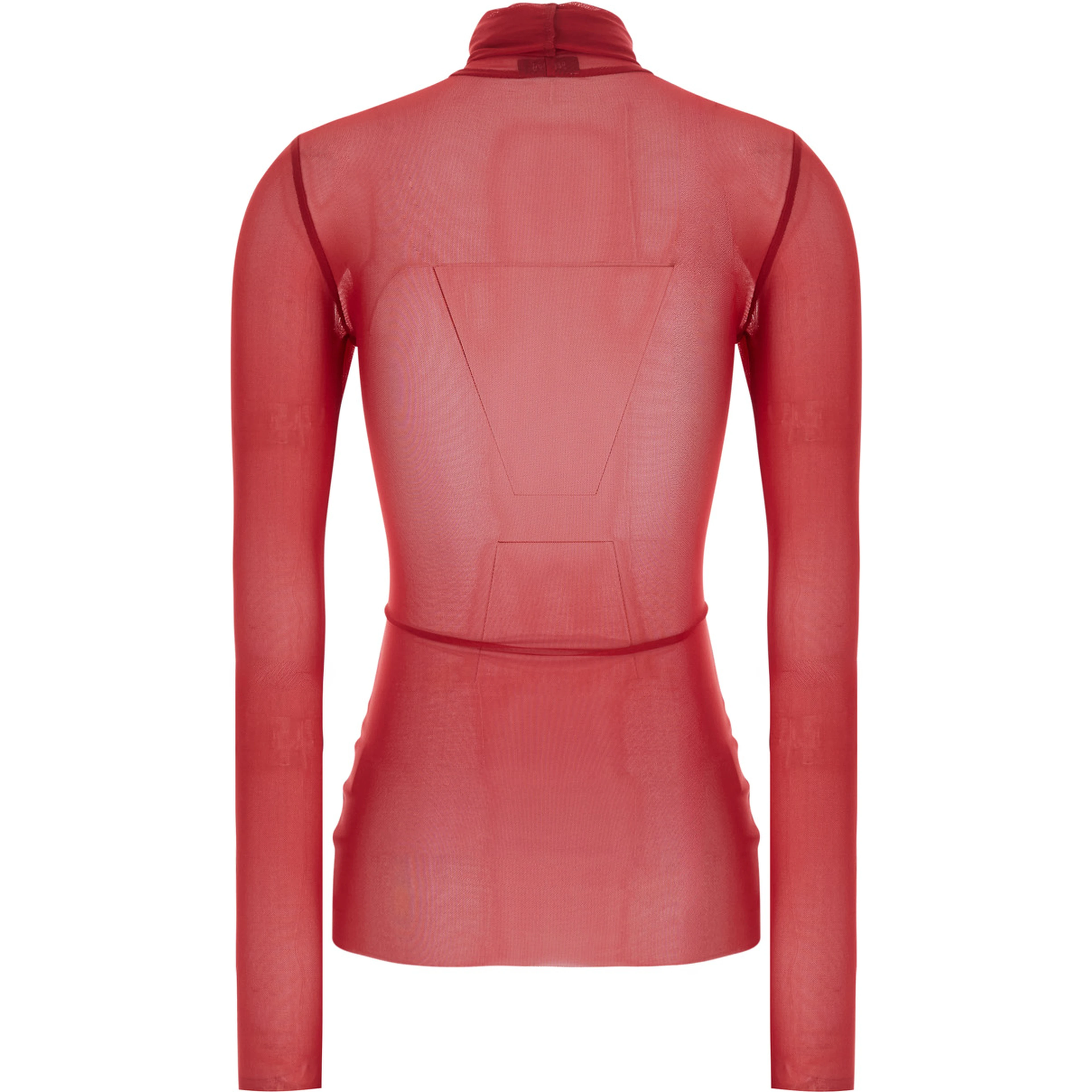 Red High Neck Top with Long Sleeves in Tech Fabric for Women