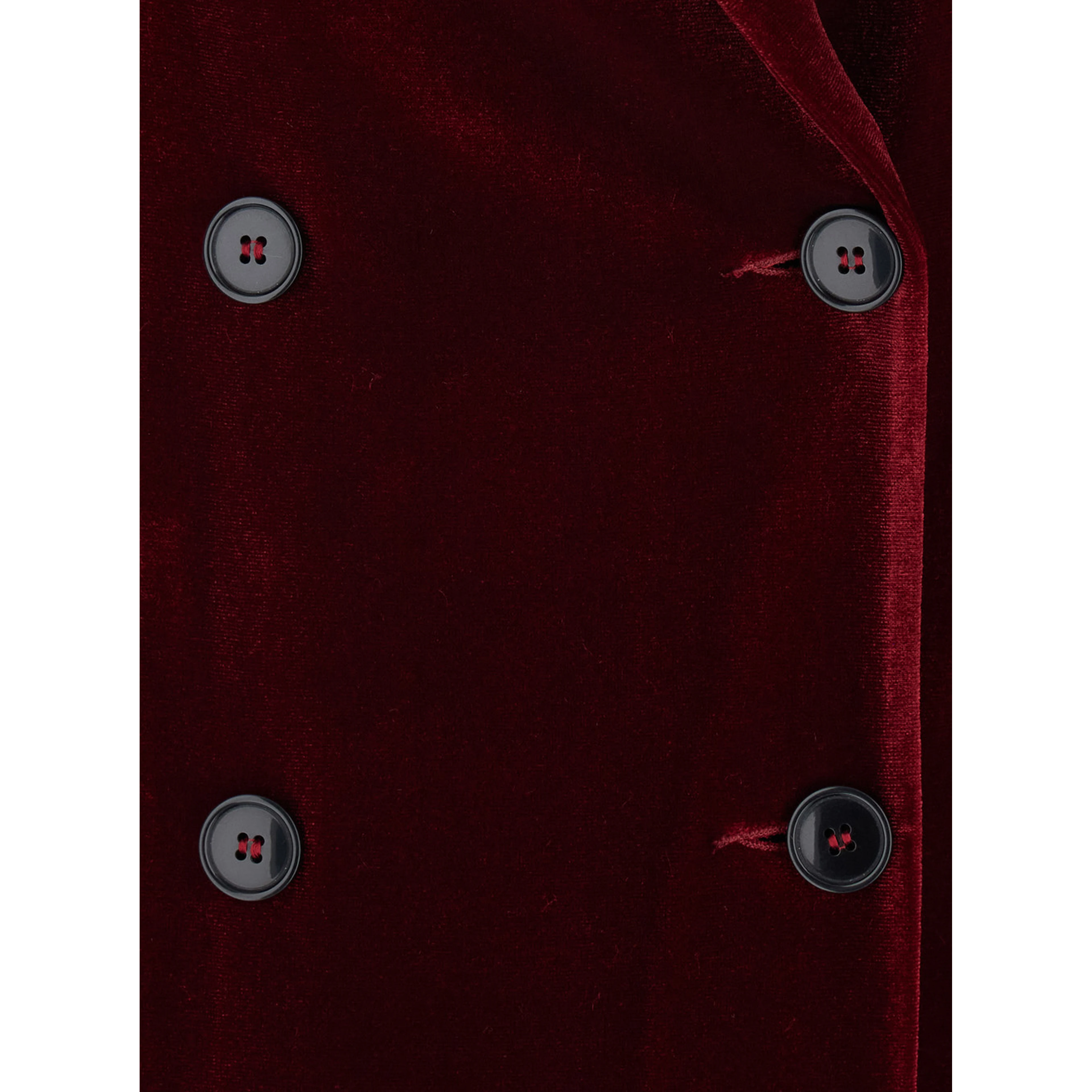 Bordeaux long double-breasted coat with Peak revers in velvet for women
