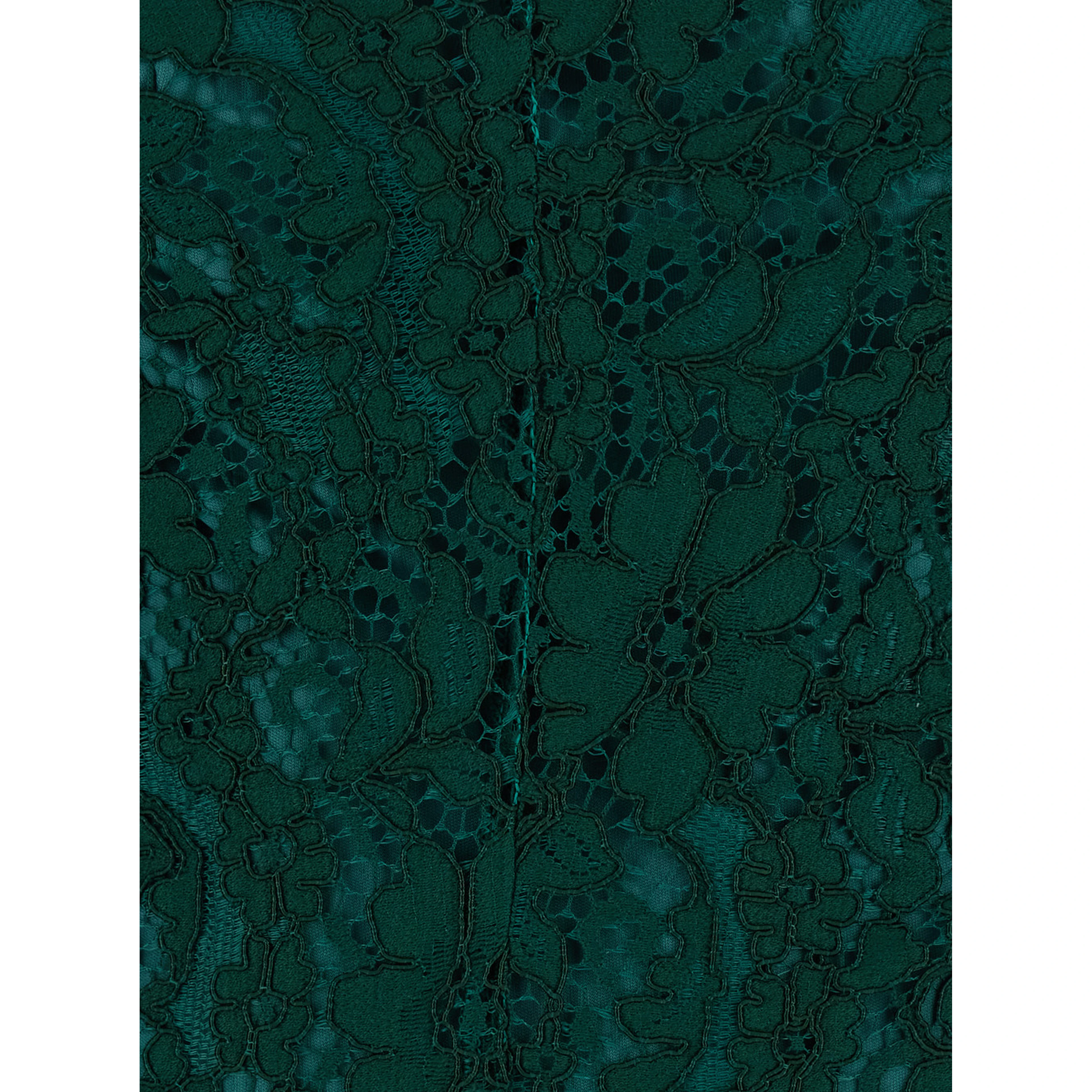 Green Long dress with all-over lace embroidery in fabric for women