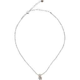 White necklace with white pearl pendant in metal for women