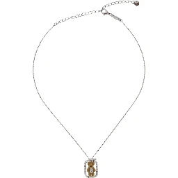 Beige Necklace with pendant with crystals and bear in metal for women