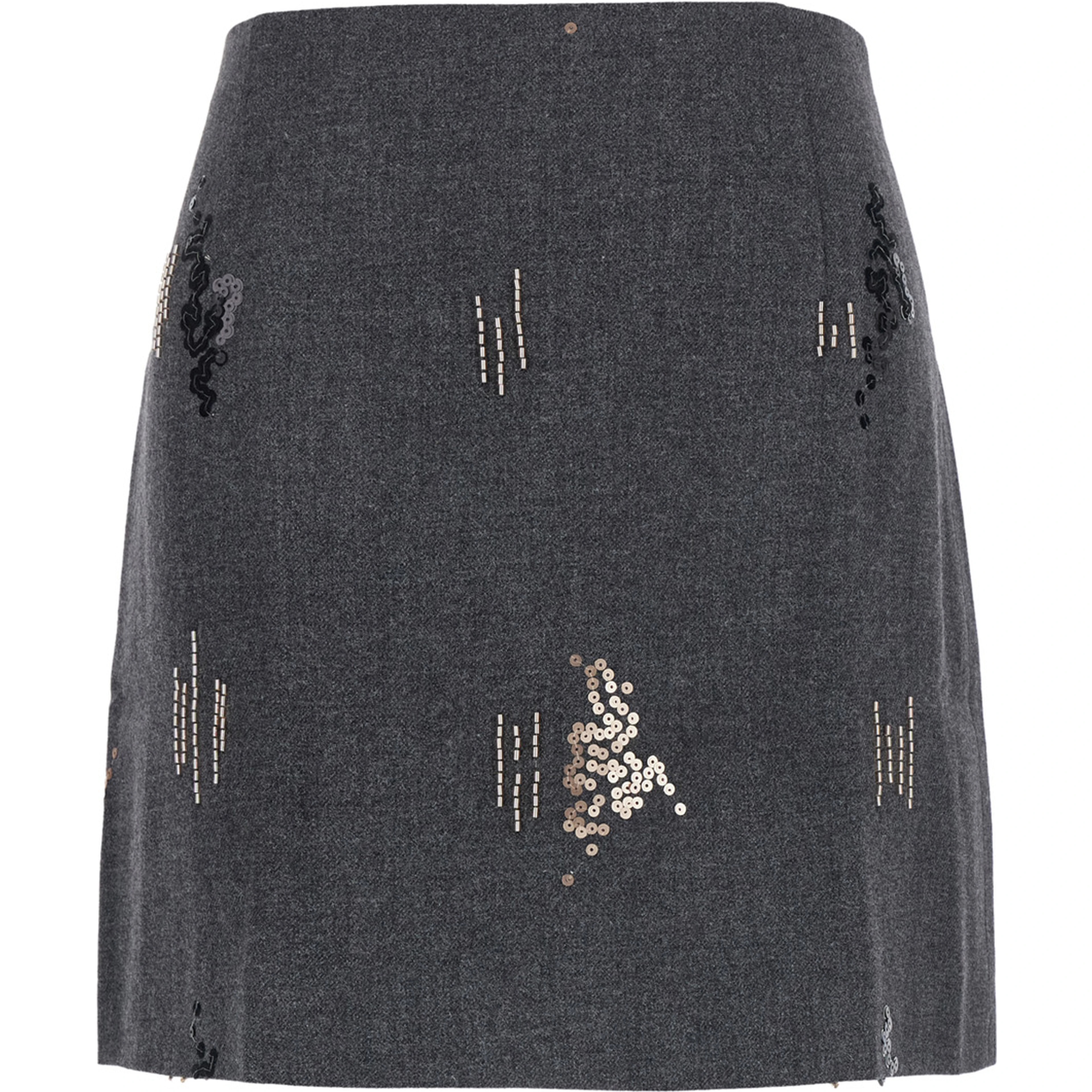 Embroidered skirt in gray polyester for women