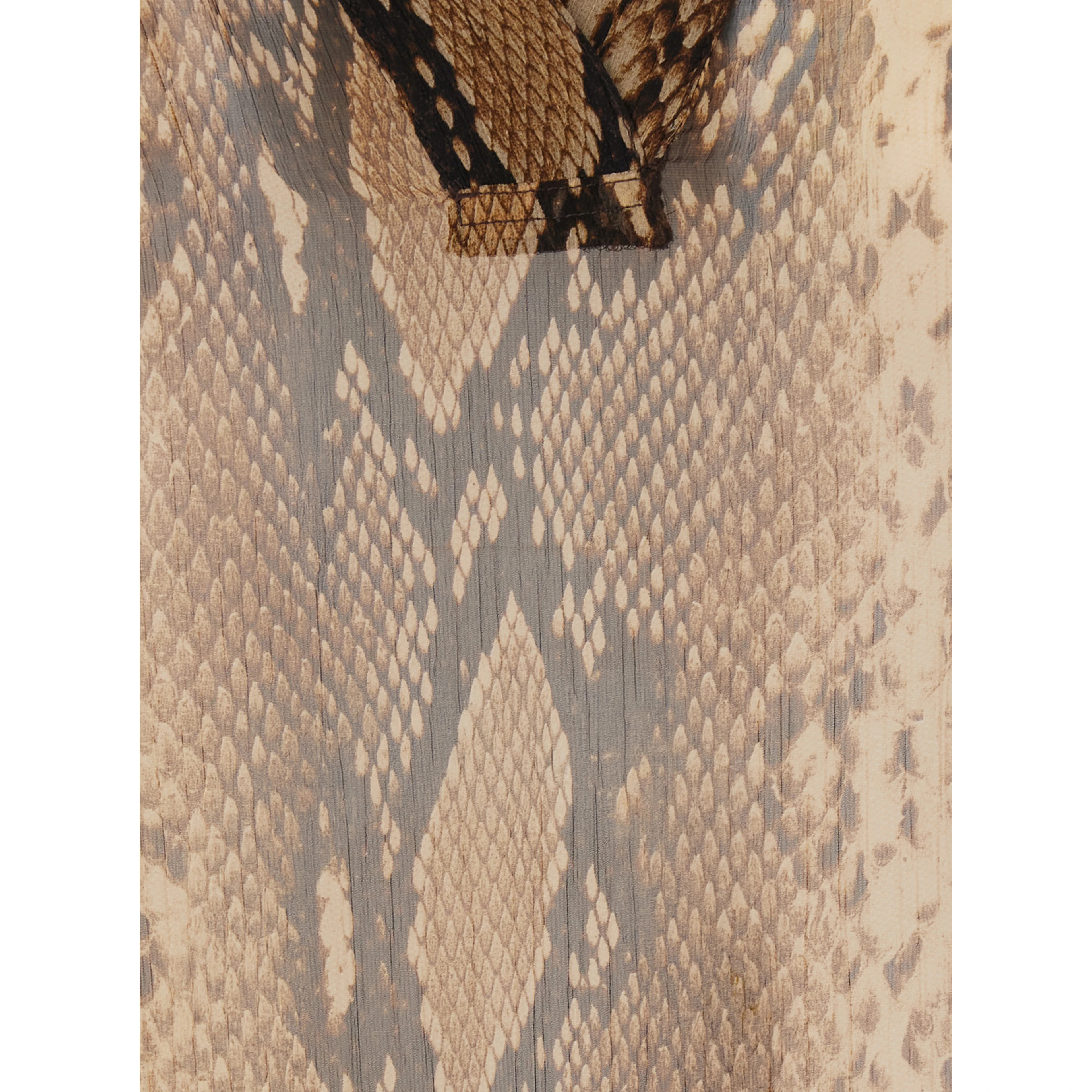 Brown Blouse with wide collar and V-neck with all-over leopard print in fabric for women