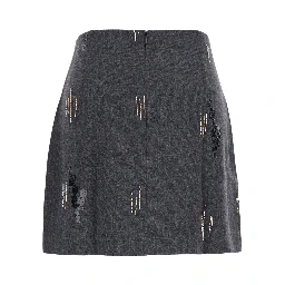 Embroidered skirt in gray polyester for women