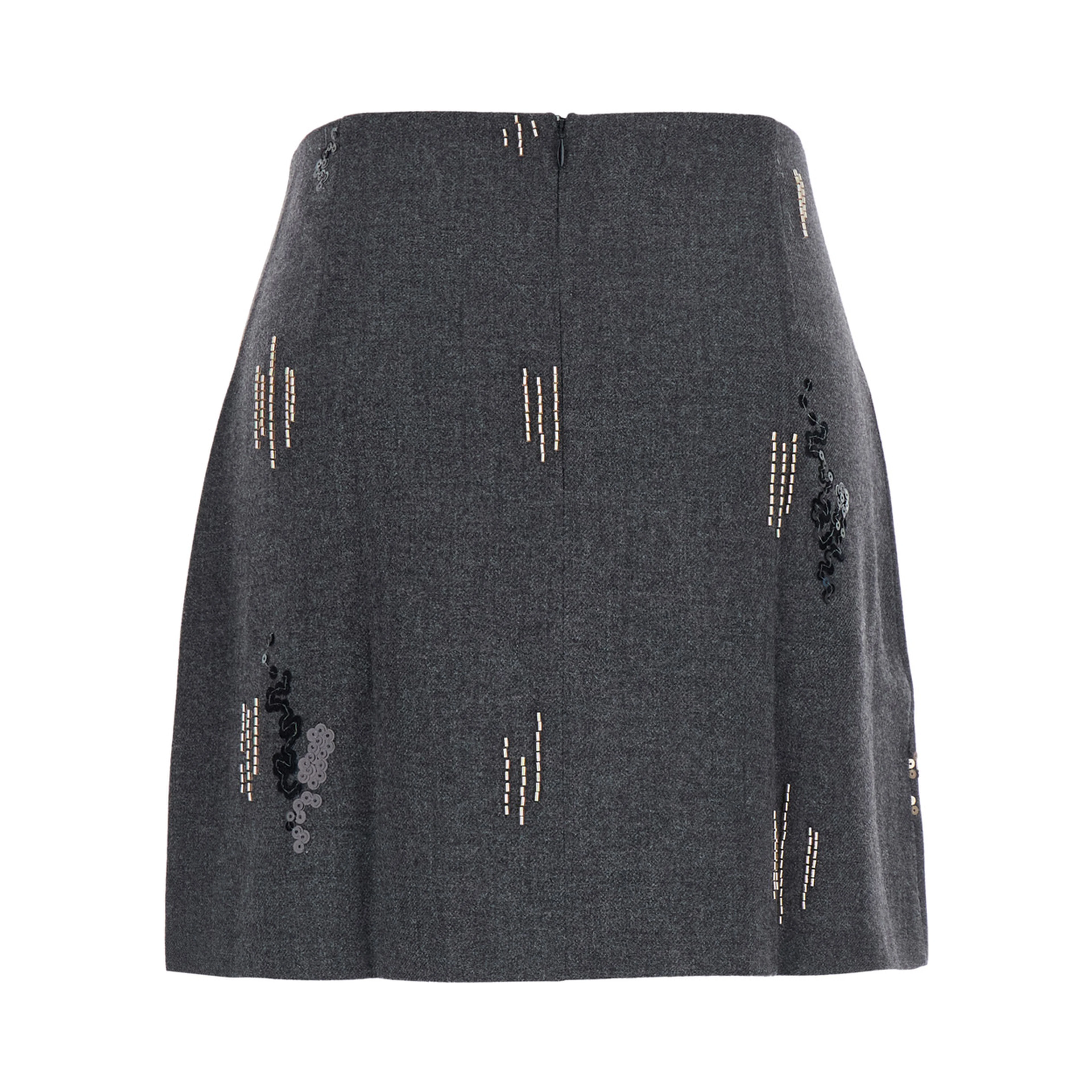 Embroidered skirt in gray polyester for women