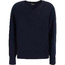 V NECK 12GG is a blue cashmere sweater and unisex