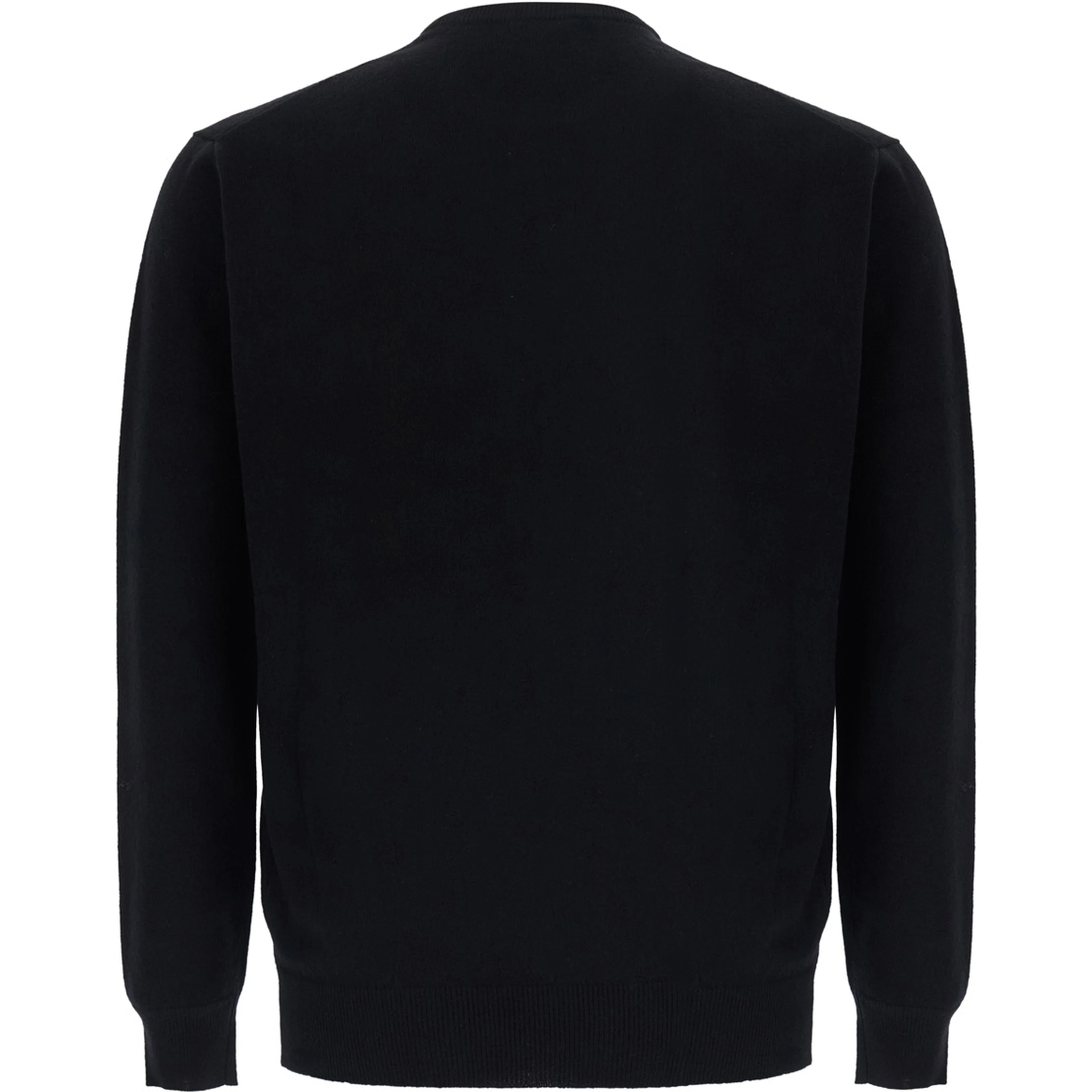Round Neck Cashmere Sweater with round neck and long sleeves in black cashmere for women
