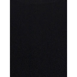 Round Neck Cashmere Sweater with round neck and long sleeves in black cashmere for women
