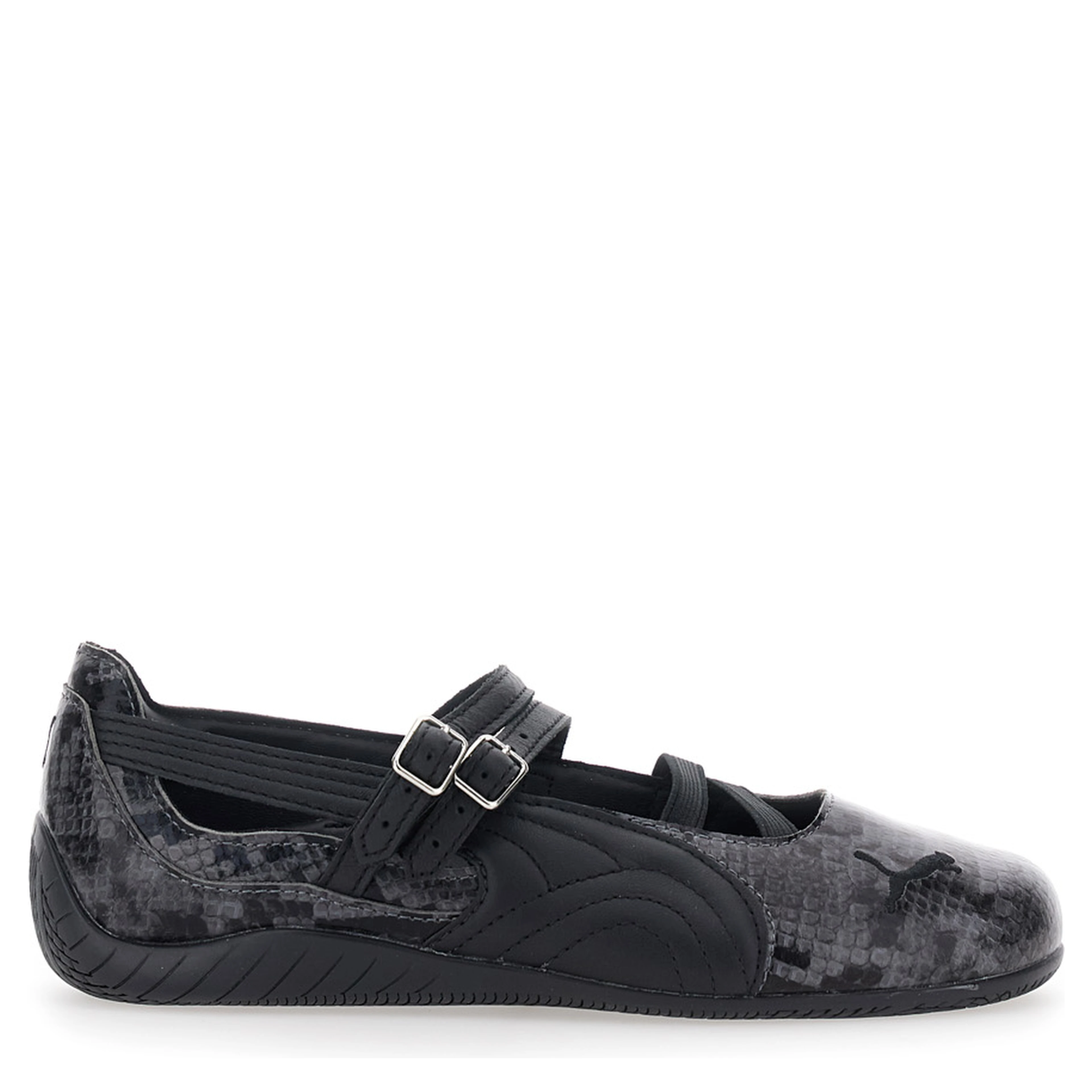 Ballet shoes SPEEDCAT Gray with Snake Print in Leather Women