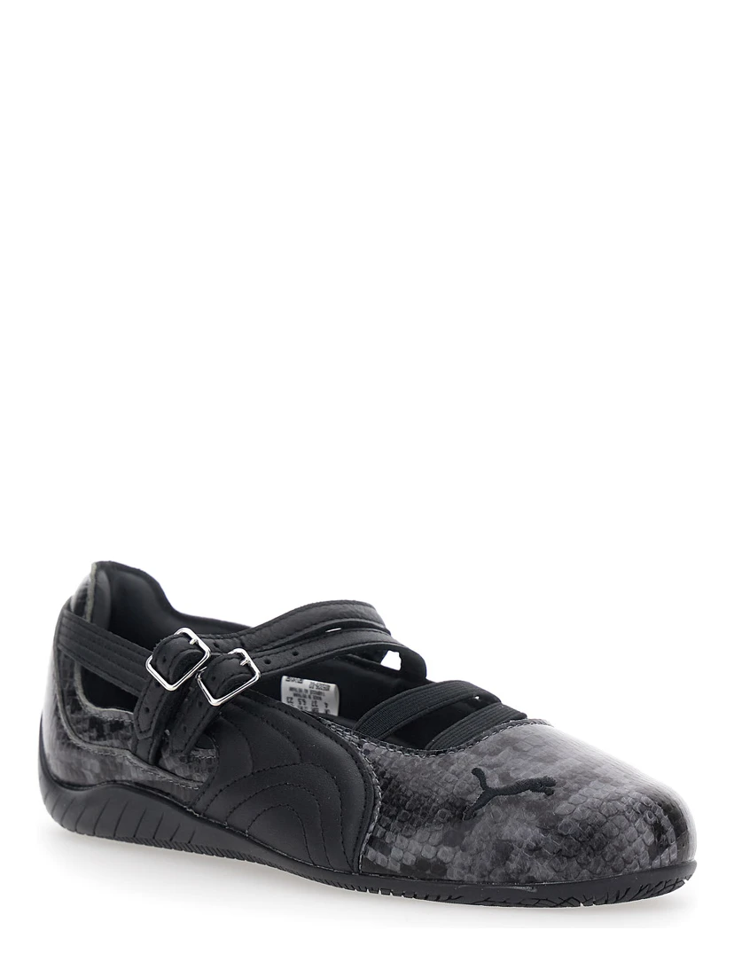 Ballet shoes SPEEDCAT Gray with Snake Print in Leather Women