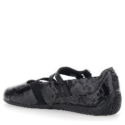 Ballet shoes SPEEDCAT Gray with Snake Print in Leather Women
