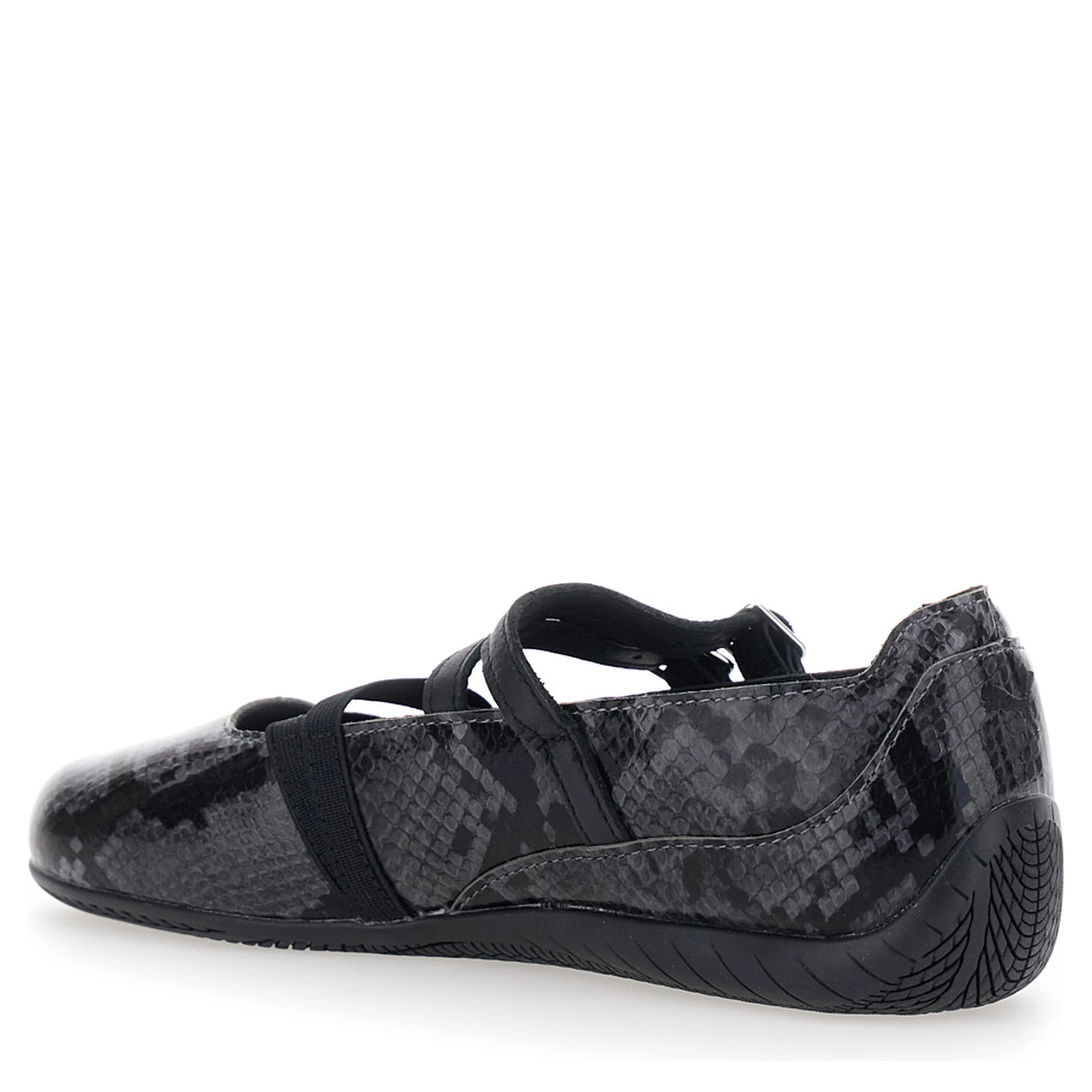 Ballet shoes SPEEDCAT Gray with Snake Print in Leather Women