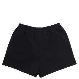 Black Shorts with Elastic Waist and Front Logo in Cotton for Girls