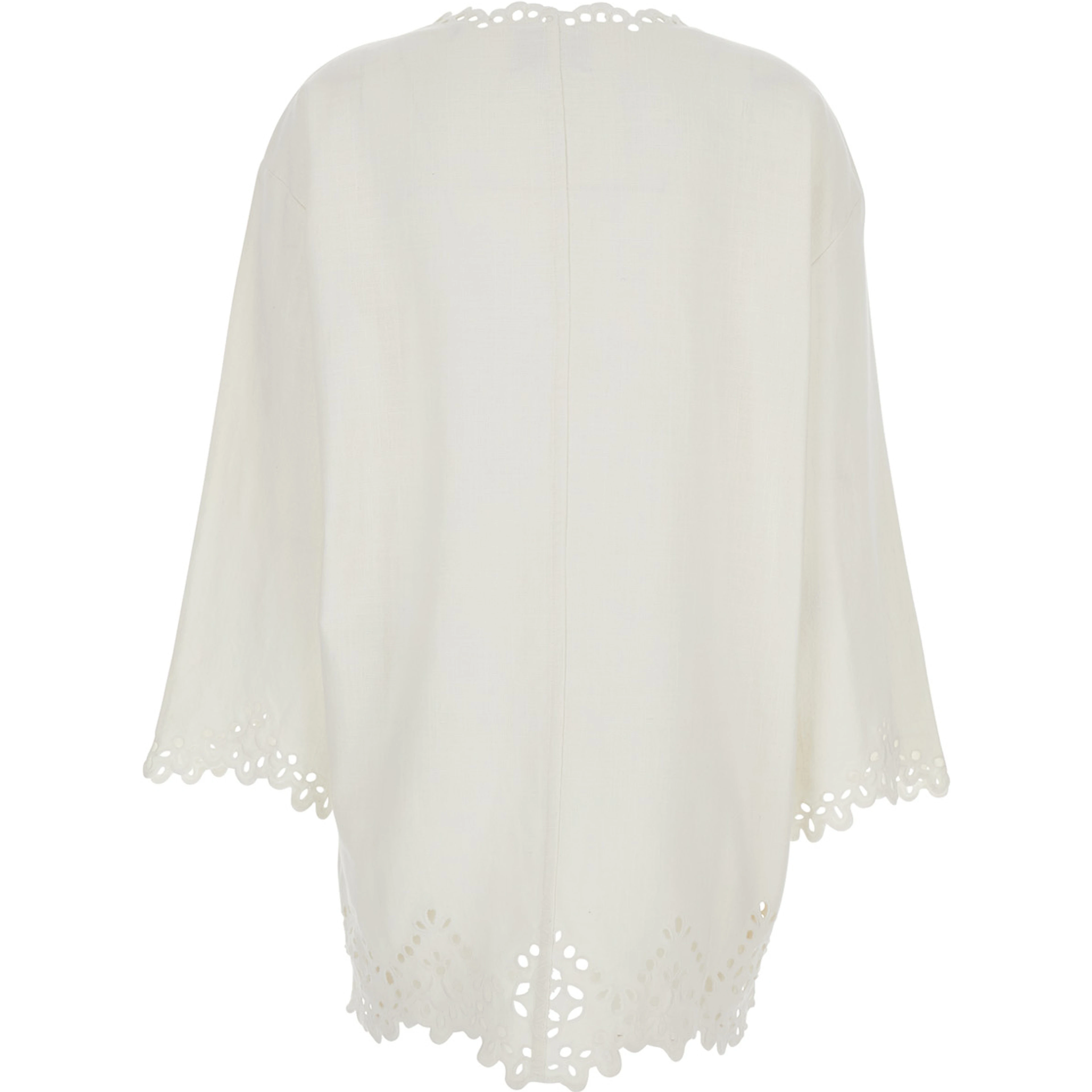 Dress Sherazade Crew Neck with Cut-Out Details and Scalloped Hem in White Cotton for Women