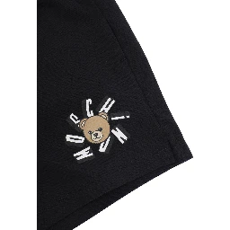 Black Shorts with Elastic Waist and Front Logo in Cotton for Girls