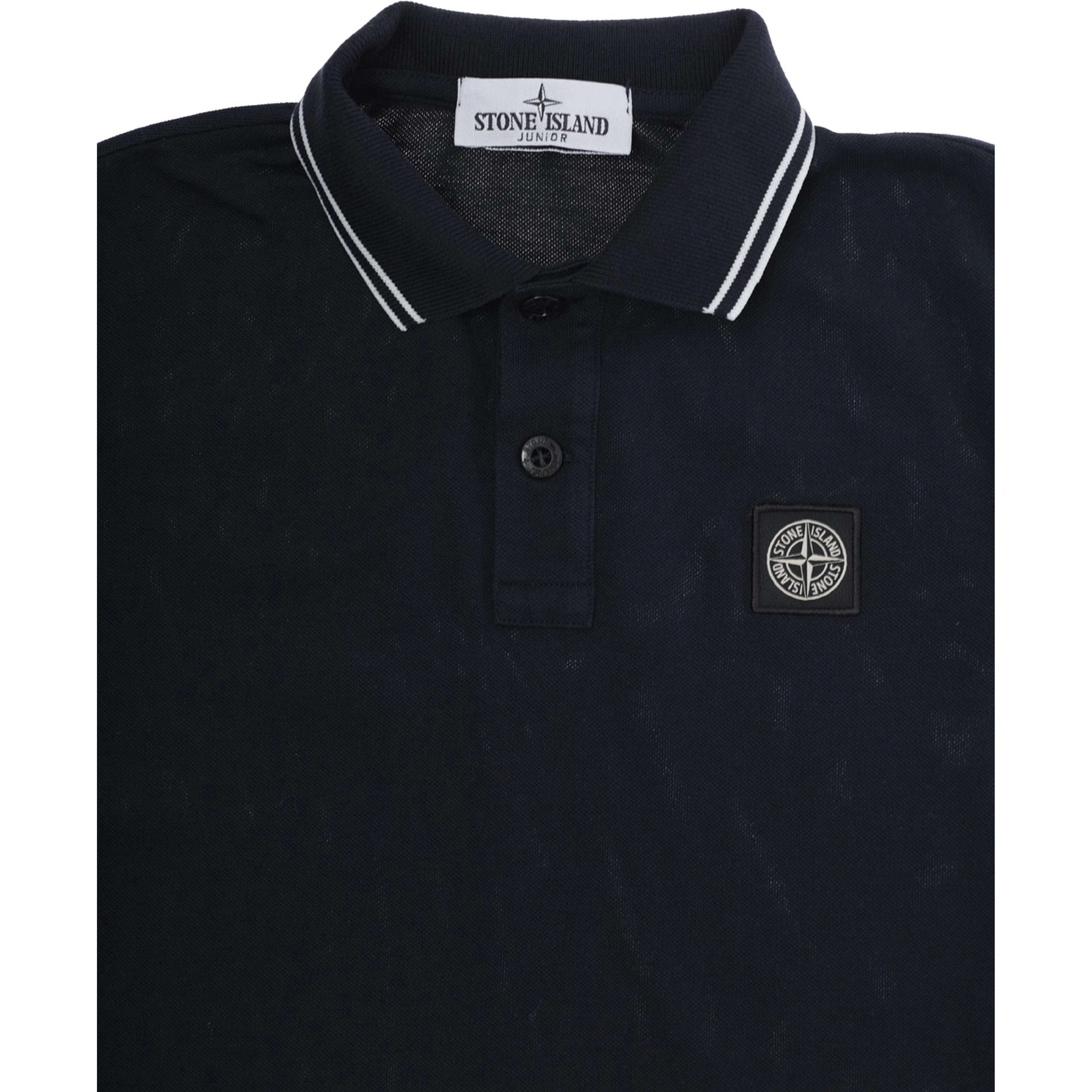 Blue Polo with logo patch on the front for kids