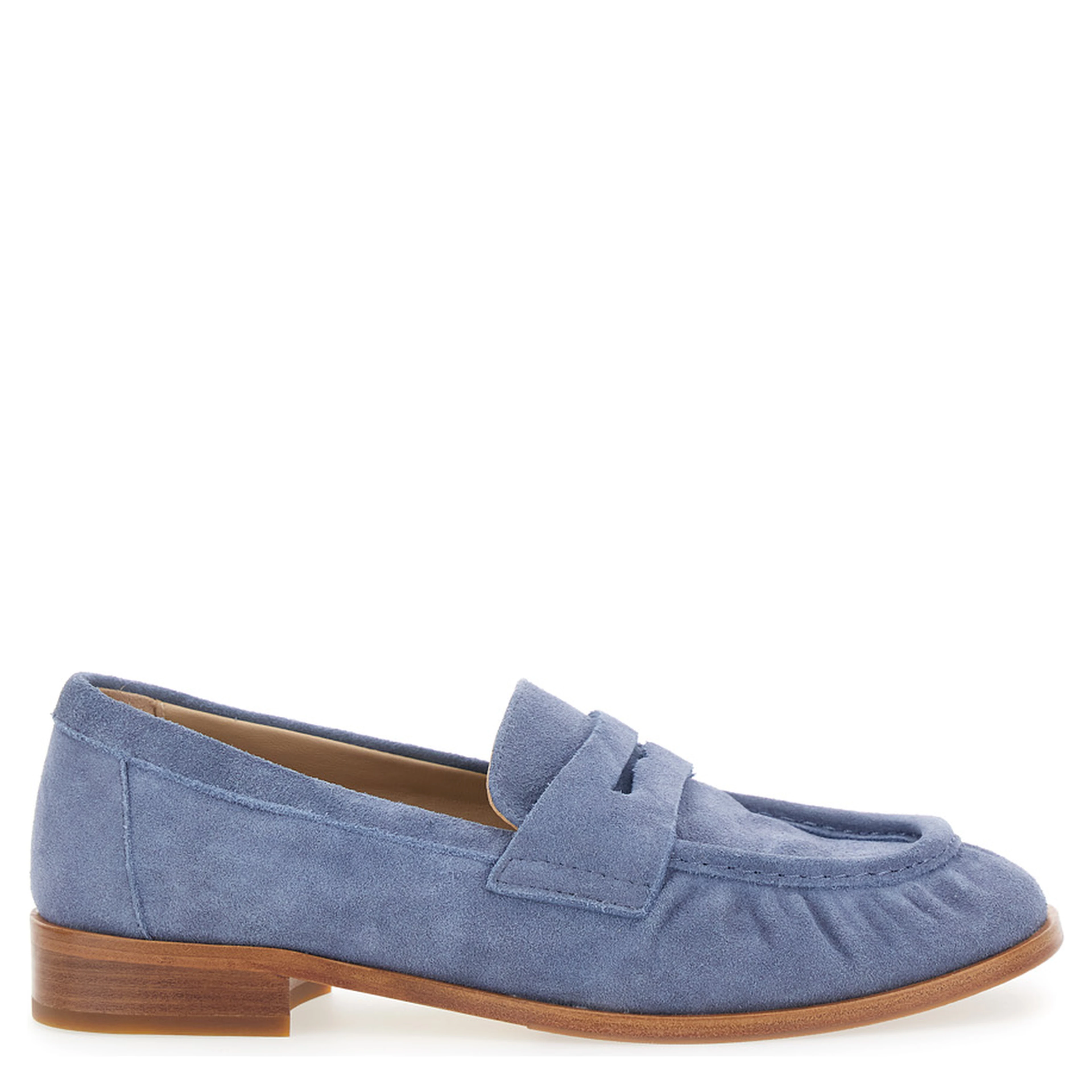 Blue "Revue" Loafers with Rounded Toe in Leather Women