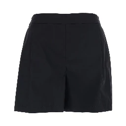 Black Cotton Blend Semi-Elasticated Waist Shorts for Women