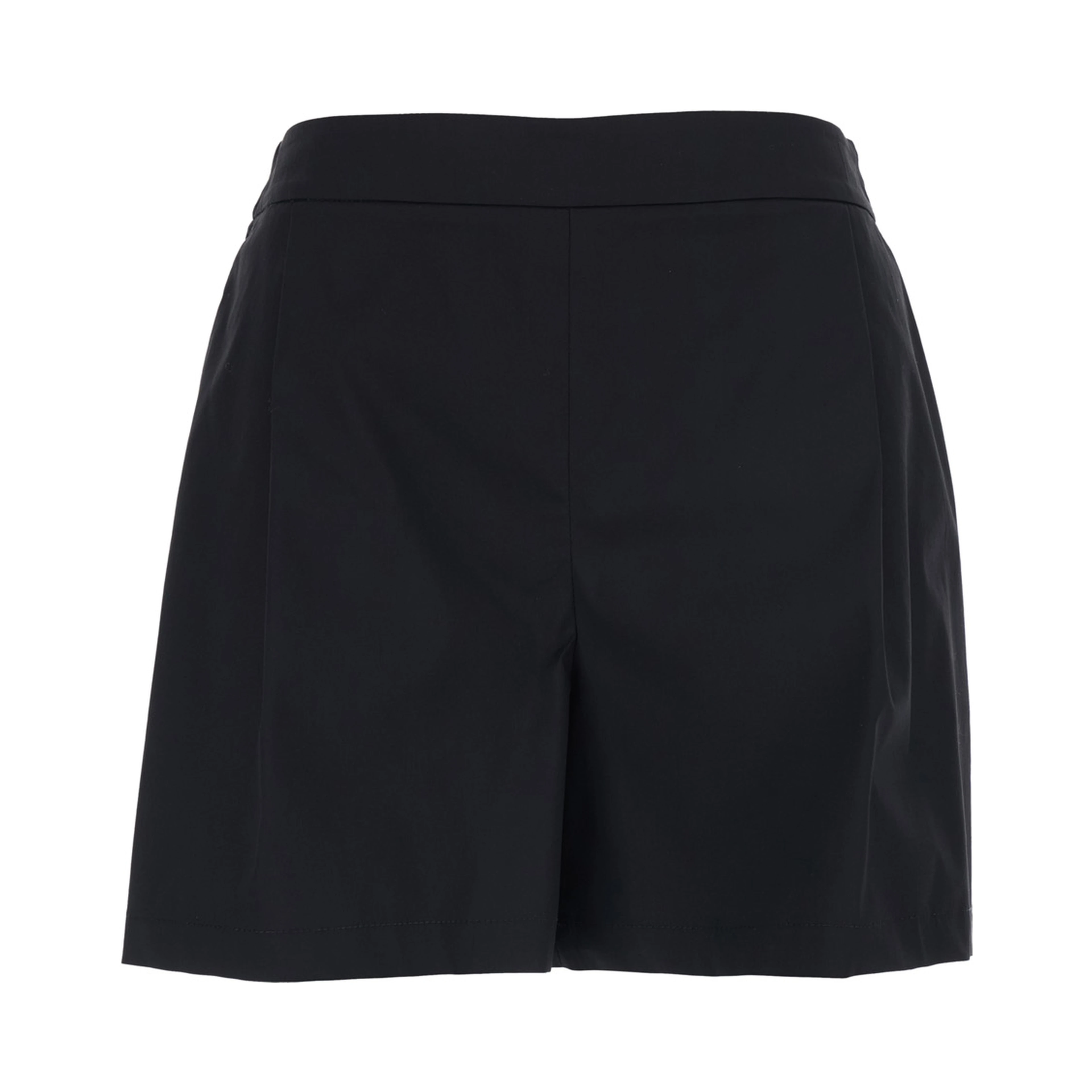 Black Cotton Blend Semi-Elasticated Waist Shorts for Women