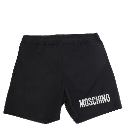 SWIM SHORTS with logo and side pockets in Black Fabric for Kids