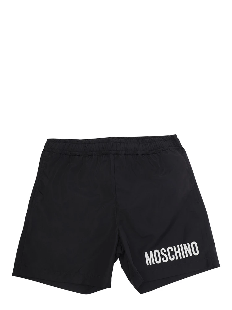 SWIM SHORTS with logo and side pockets in Black Fabric for Kids