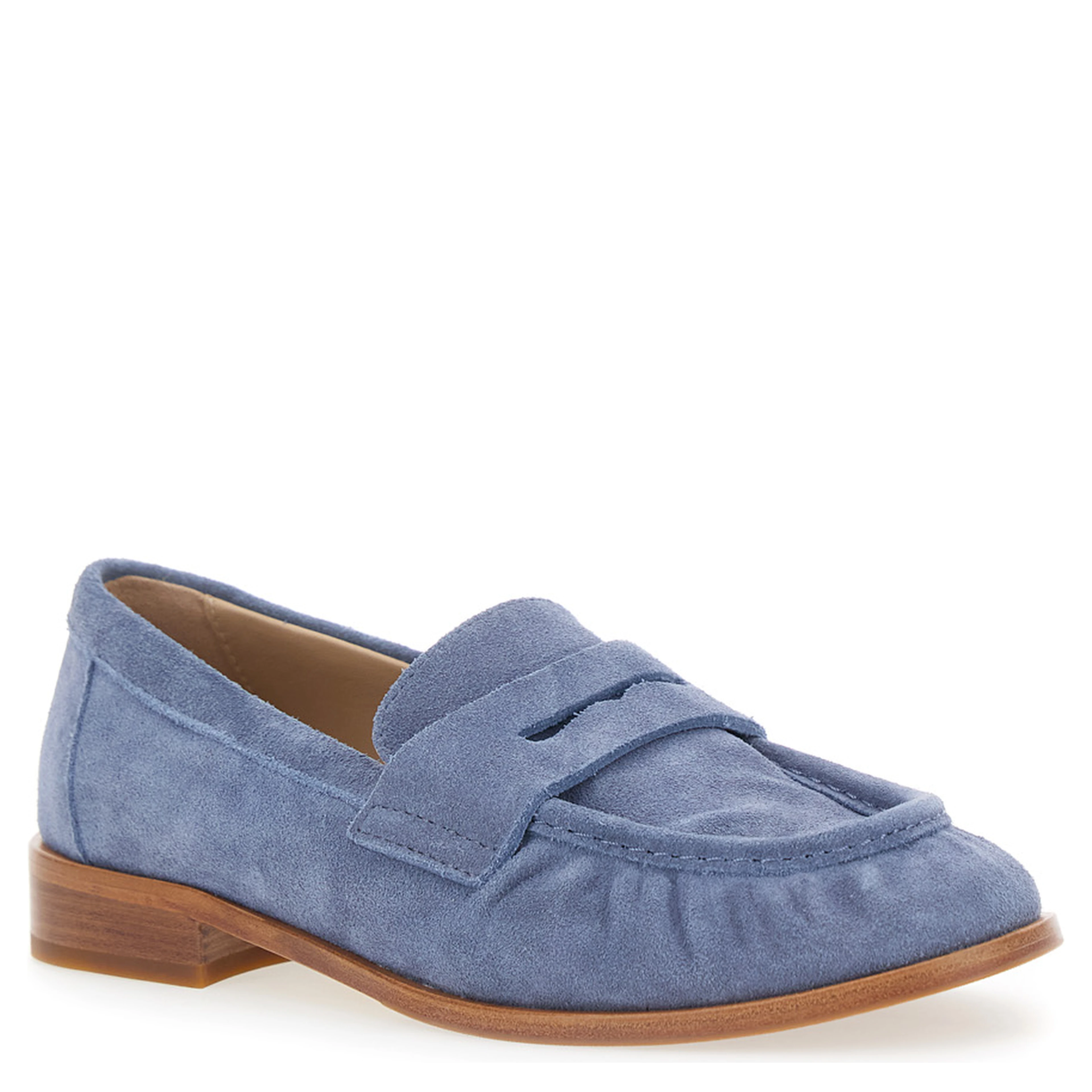 Blue "Revue" Loafers with Rounded Toe in Leather Women