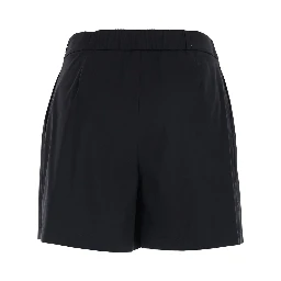 Black Cotton Blend Semi-Elasticated Waist Shorts for Women