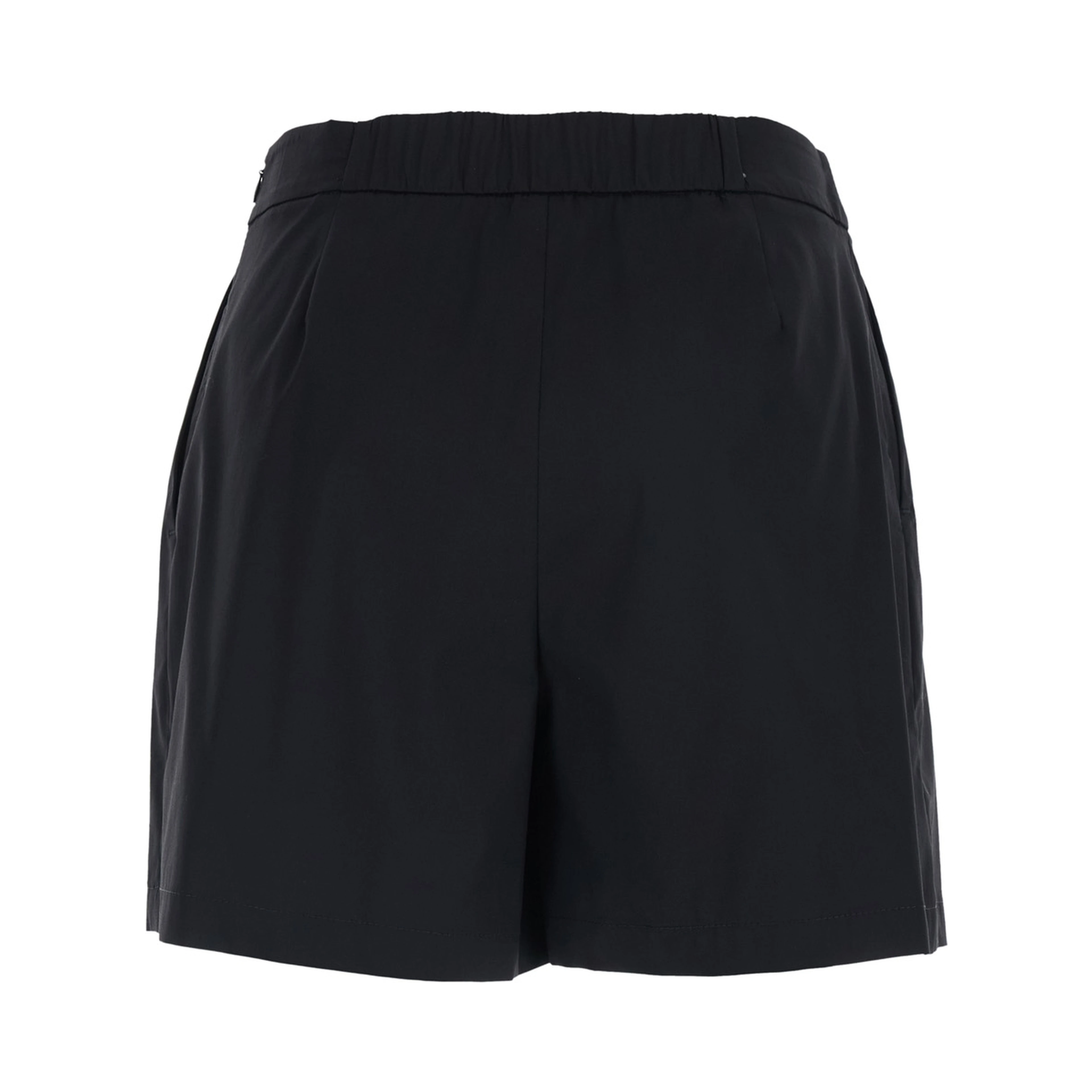 Black Cotton Blend Semi-Elasticated Waist Shorts for Women