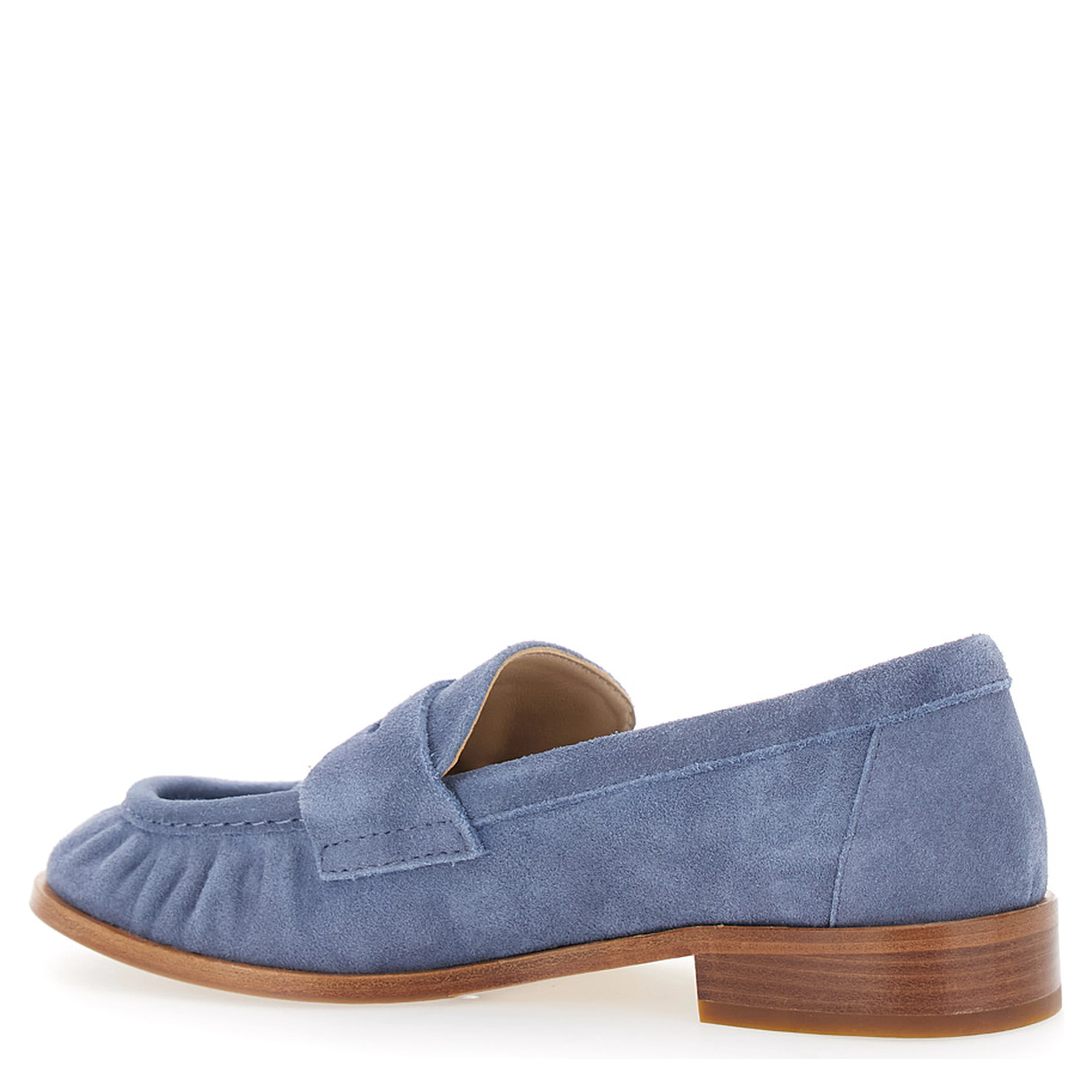 Blue "Revue" Loafers with Rounded Toe in Leather Women