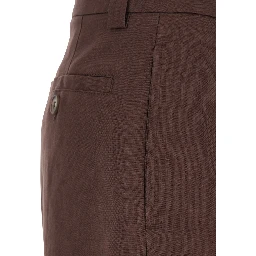 Brown Linen Front Pleated Shorts for Women