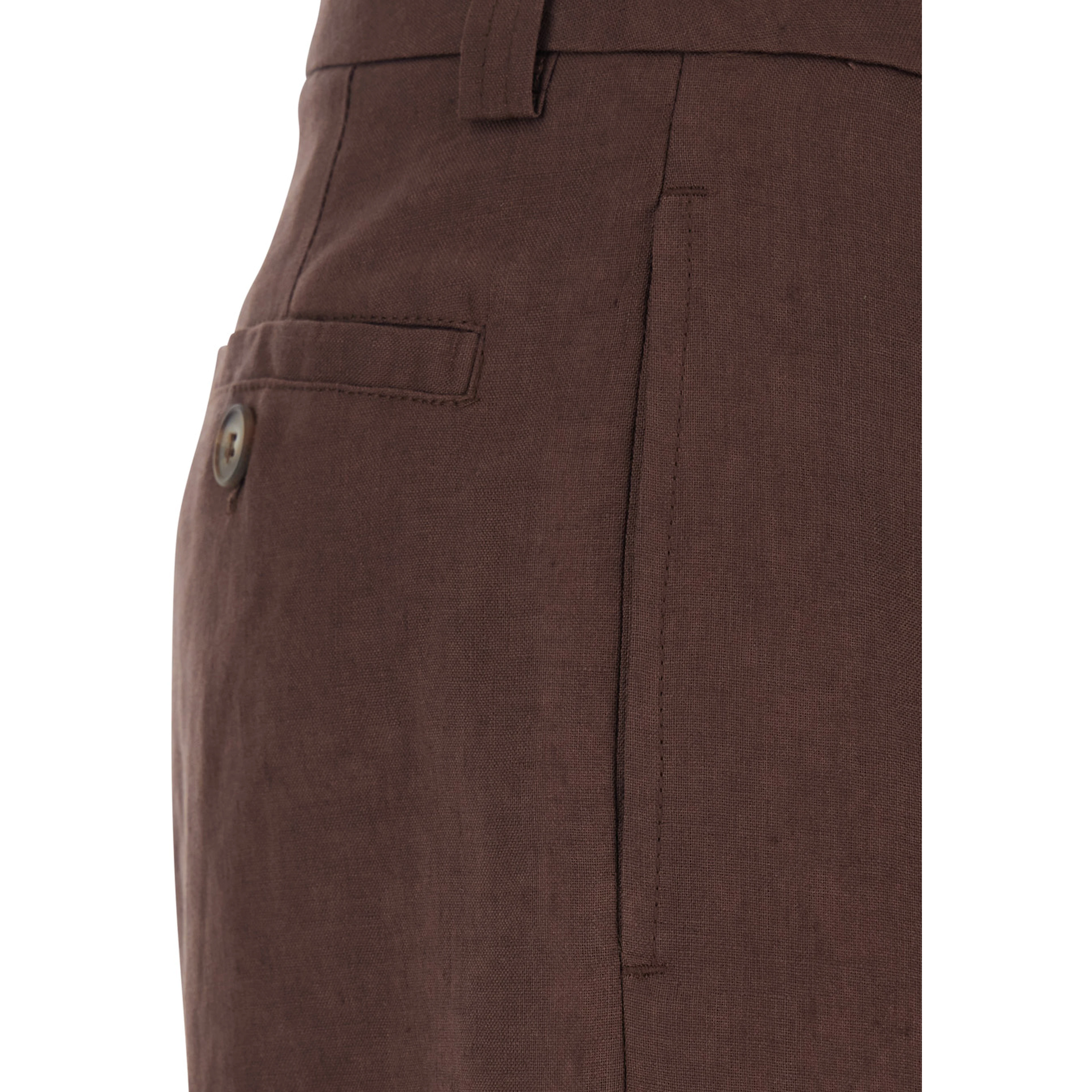Brown Linen Front Pleated Shorts for Women
