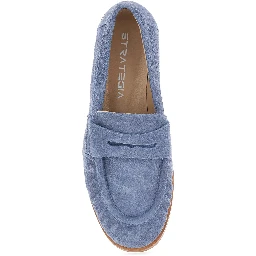 Blue "Revue" Loafers with Rounded Toe in Leather Women