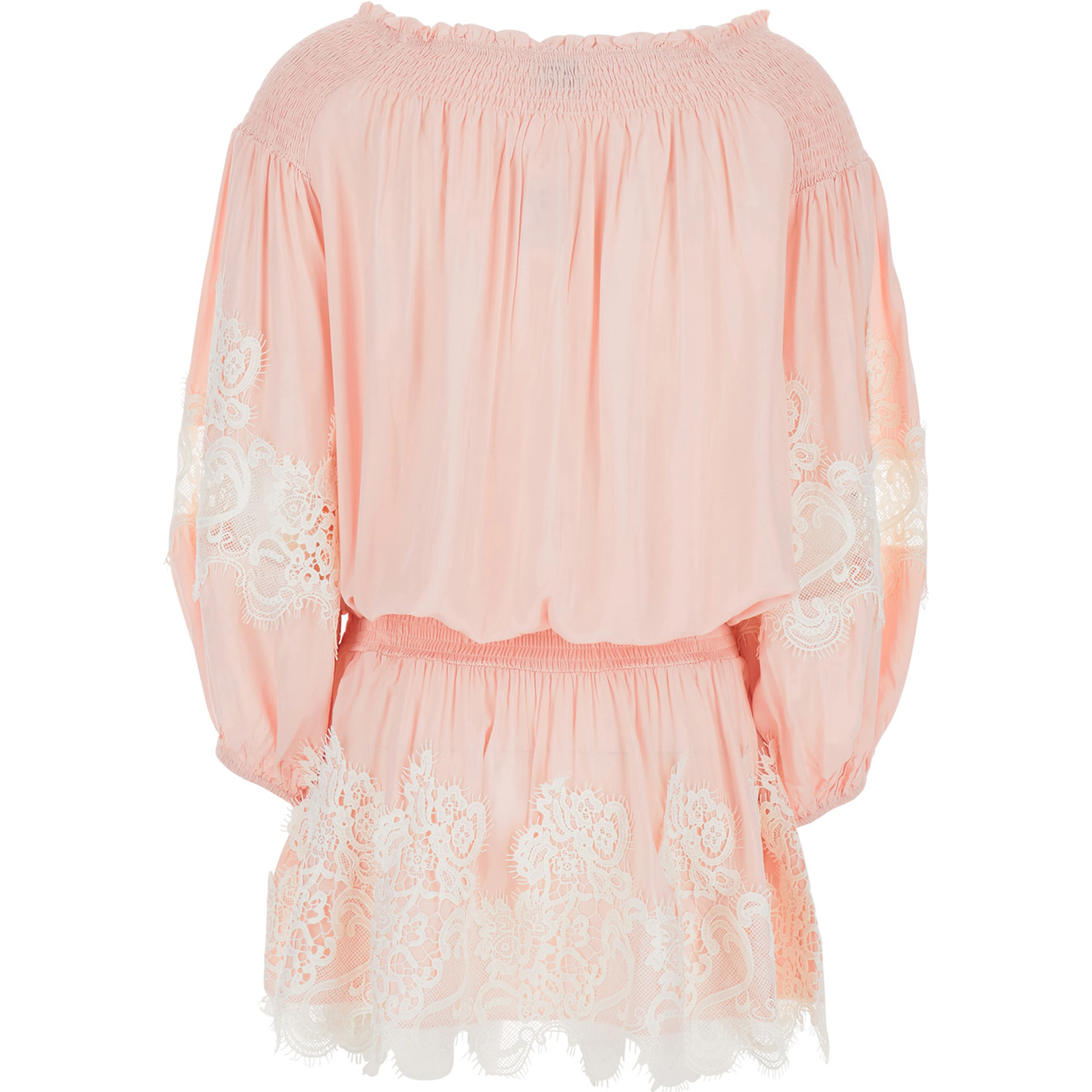 Laurel Pink Dress with Boat neckline and all-over lace details in Modal Women