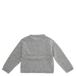 Gray Crewneck sweater with embroidery on the front in blend viscose baby