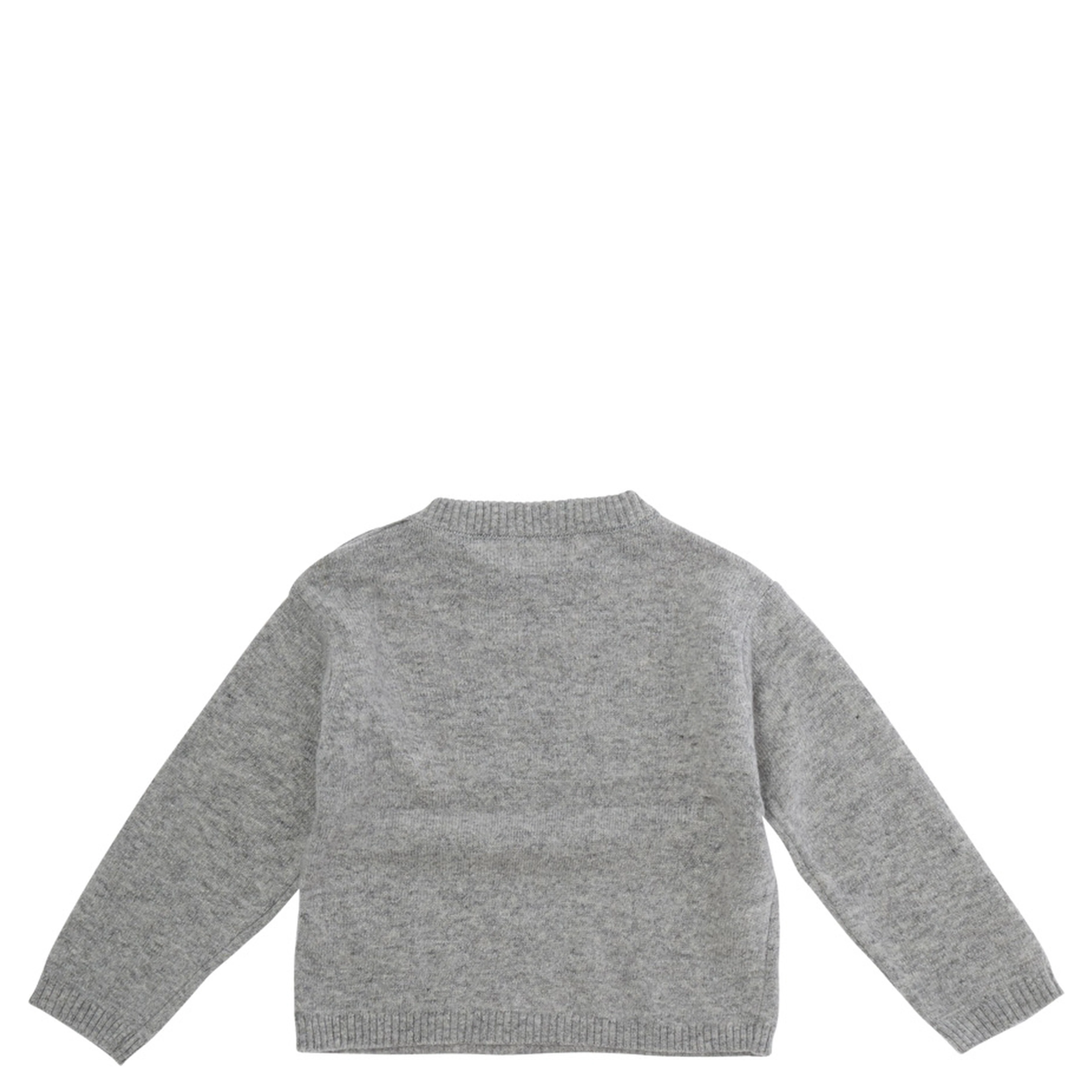 Gray Crewneck sweater with embroidery on the front in blend viscose baby