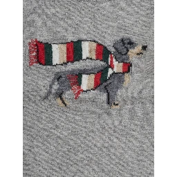 Gray Crewneck sweater with embroidery on the front in blend viscose baby