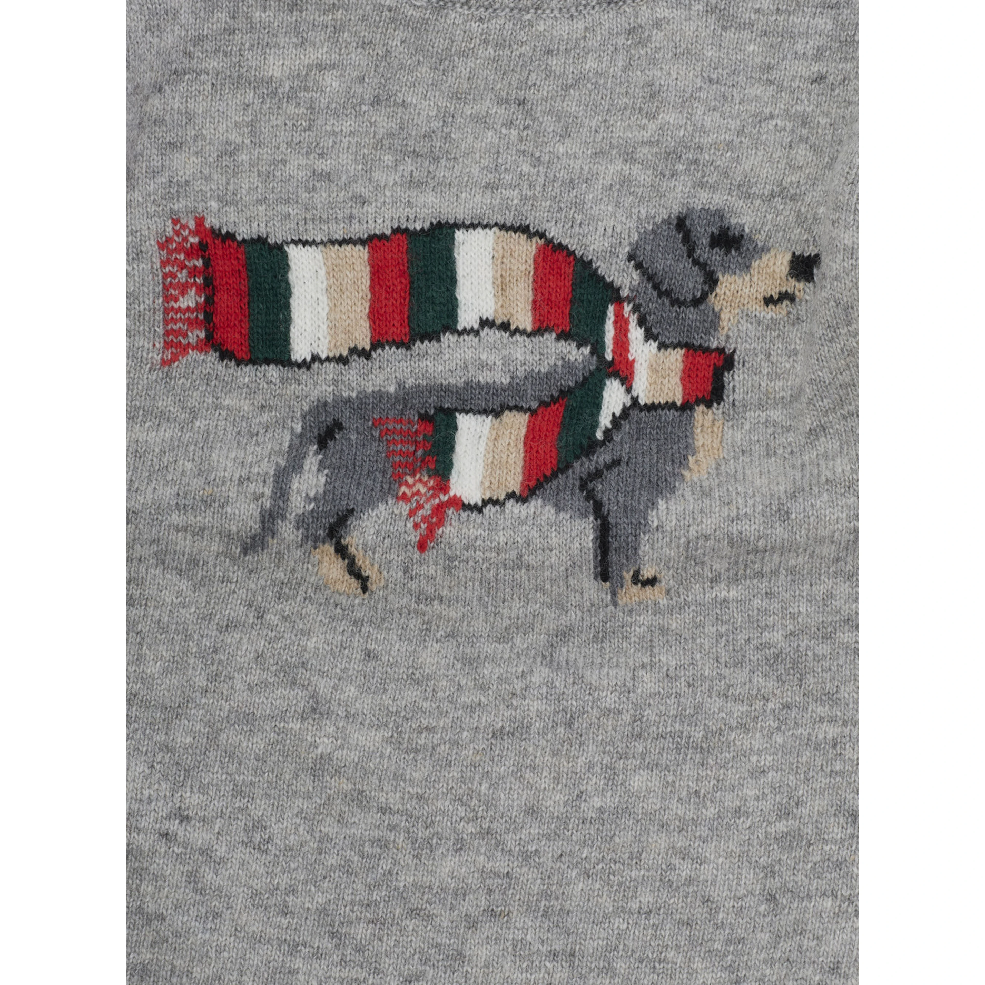 Gray Crewneck sweater with embroidery on the front in blend viscose baby