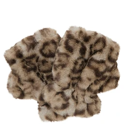 Ariel Brown Fingerless gloves with leopard print in eco-fur for women
