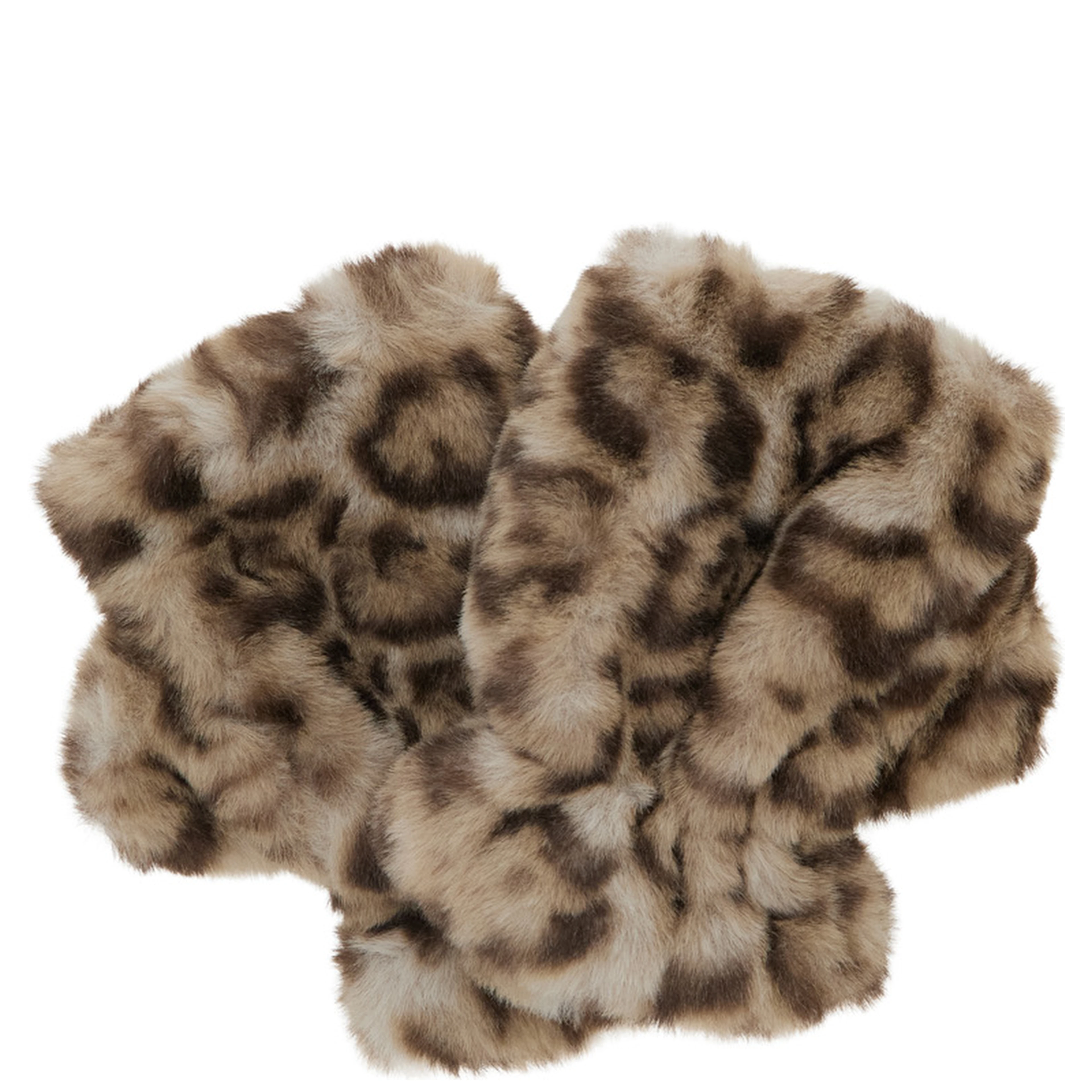 Ariel Brown Fingerless gloves with leopard print in eco-fur for women