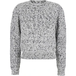 Grey sweater with round-neck and long-sleeve in wool blend women