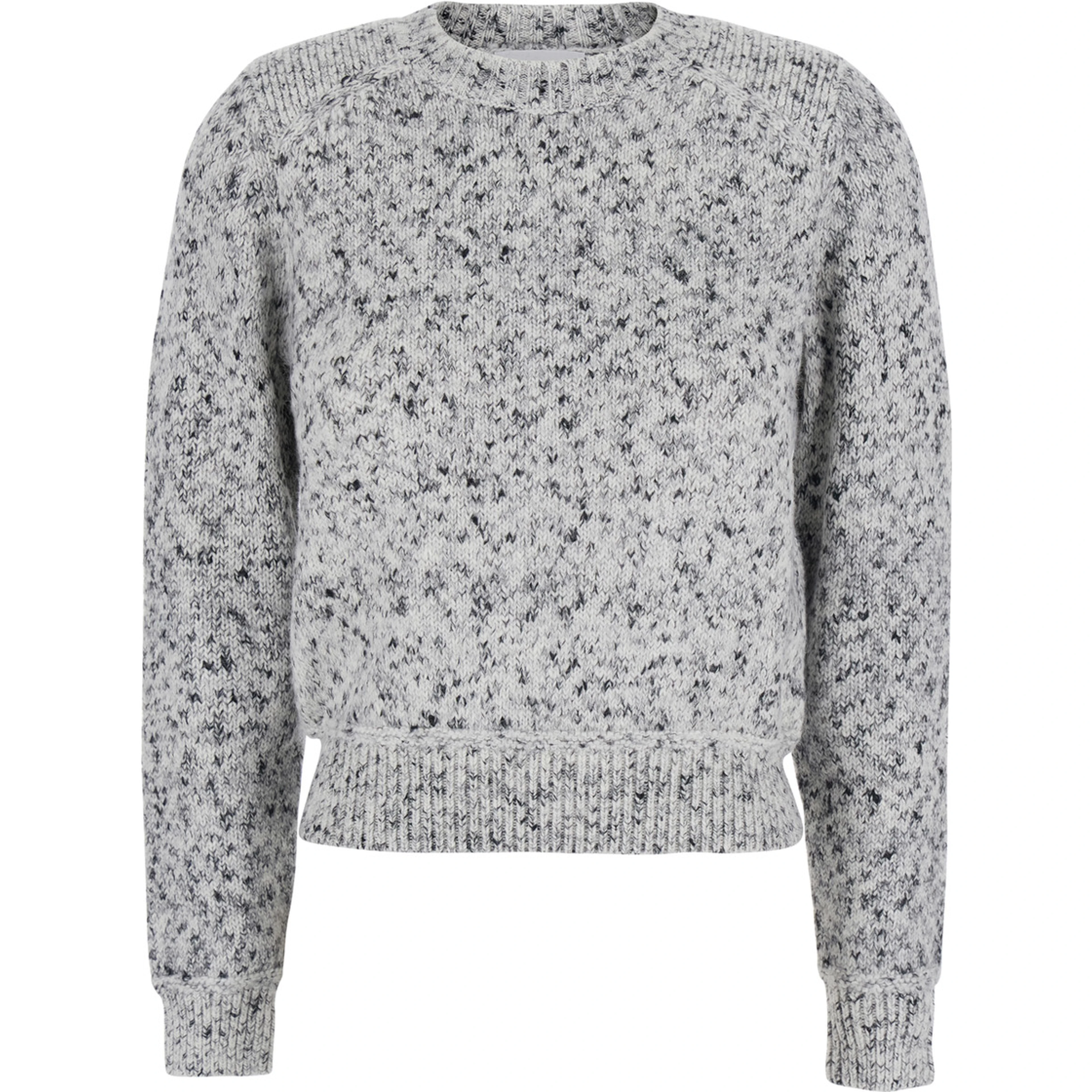 Grey sweater with round-neck and long-sleeve in wool blend women