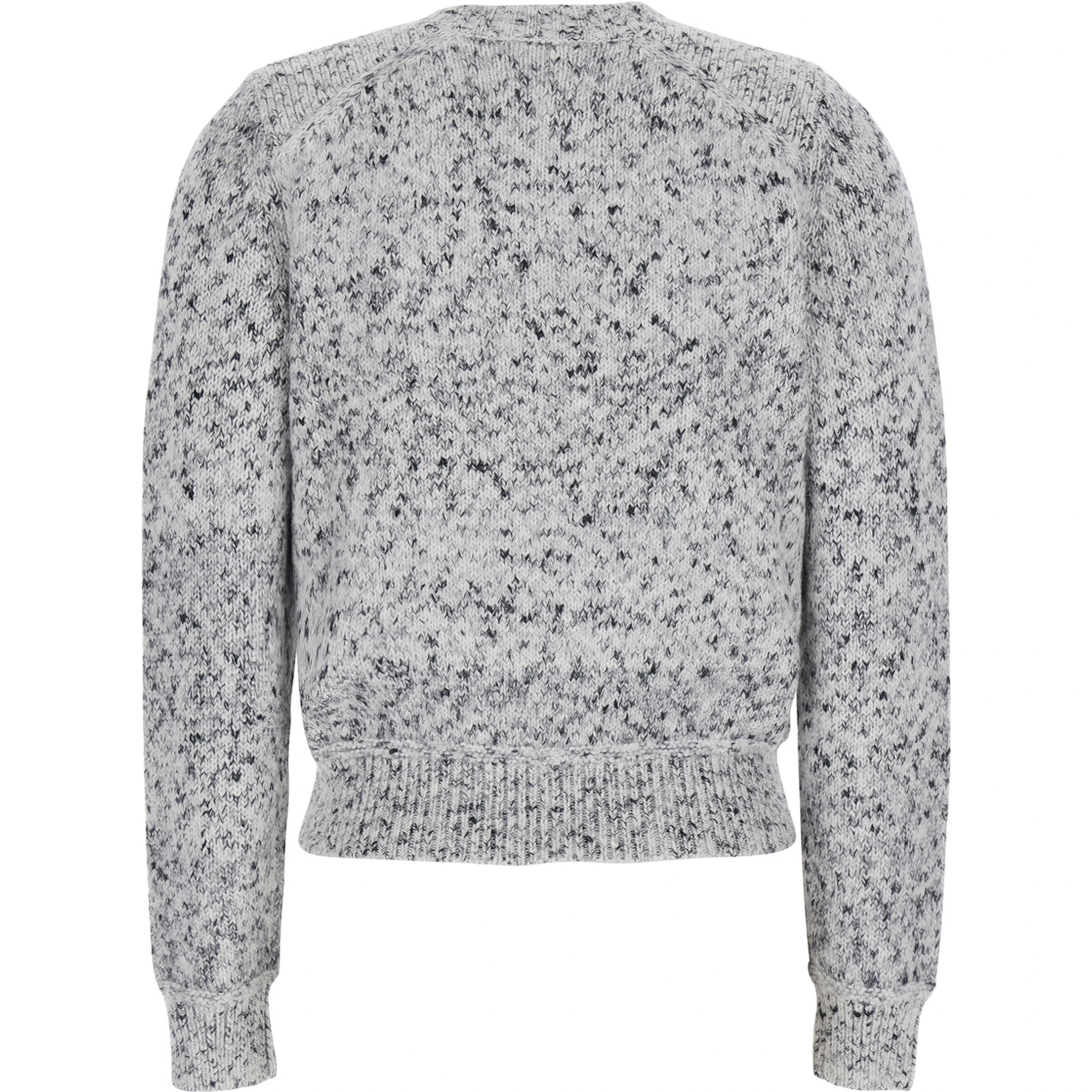 Grey sweater with round-neck and long-sleeve in wool blend women