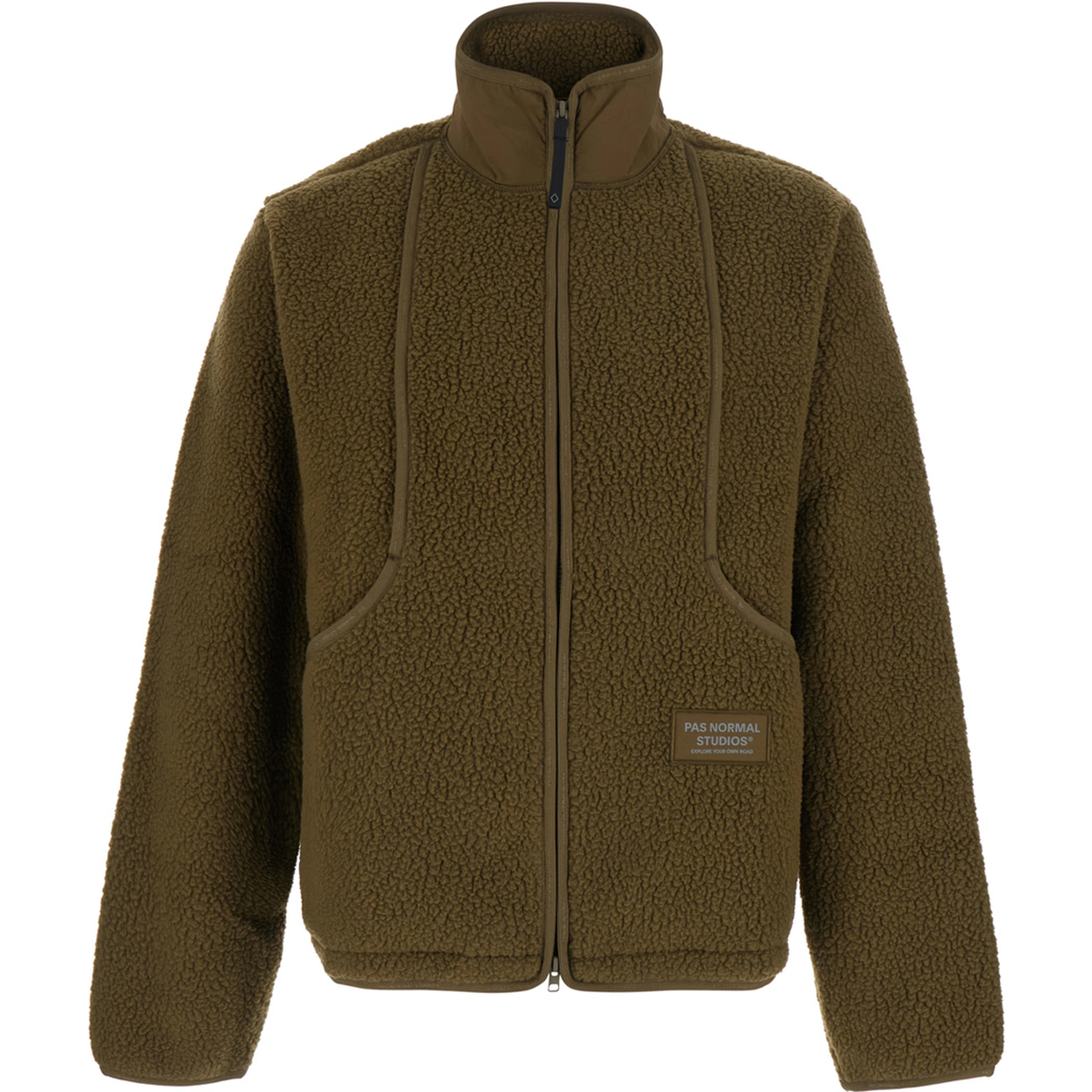 Green Jacket with High Collar and Logo Patch on the Front in Tech Fabric for Women